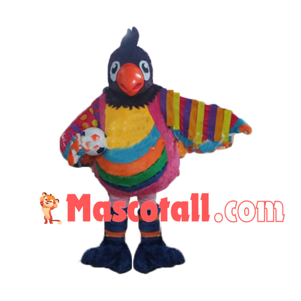 The Parrot With Rainbow Color Mascot Costume
