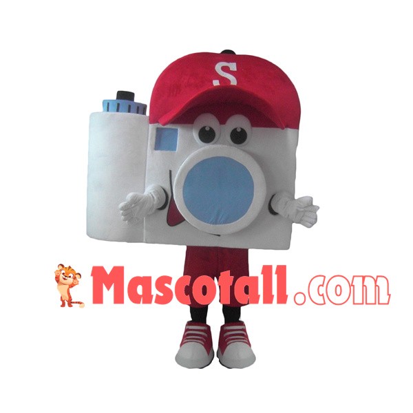 Portable White Camera Mascot Costume