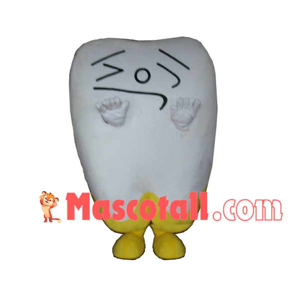 Funny Cartoon Tooth With Scared Look Mascot Costume
