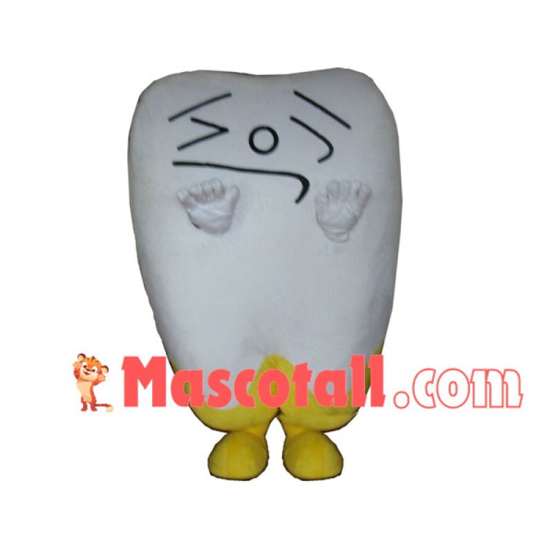 Funny Cartoon Tooth With Scared Look Mascot Costume