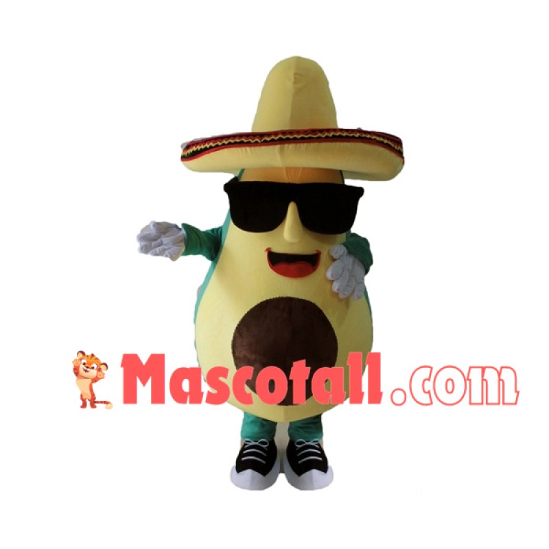 Avocado Wearing Sunglasses Cartoon Mascot Costume