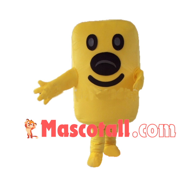Long Shaped Yellow Doll Cartoon Mascot Costume