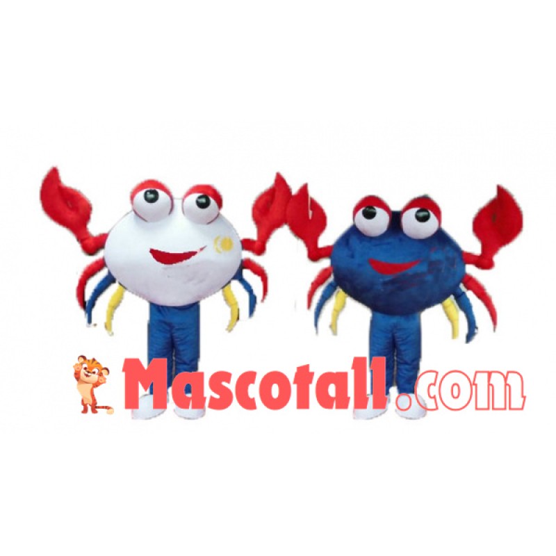 Light Little Crab With Red Tongs Mascot Costume