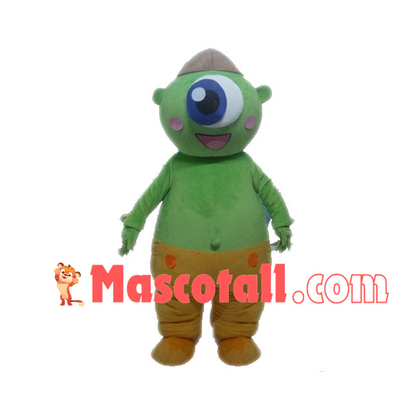Green One-eyed Monster Cartoon Mascot Costume