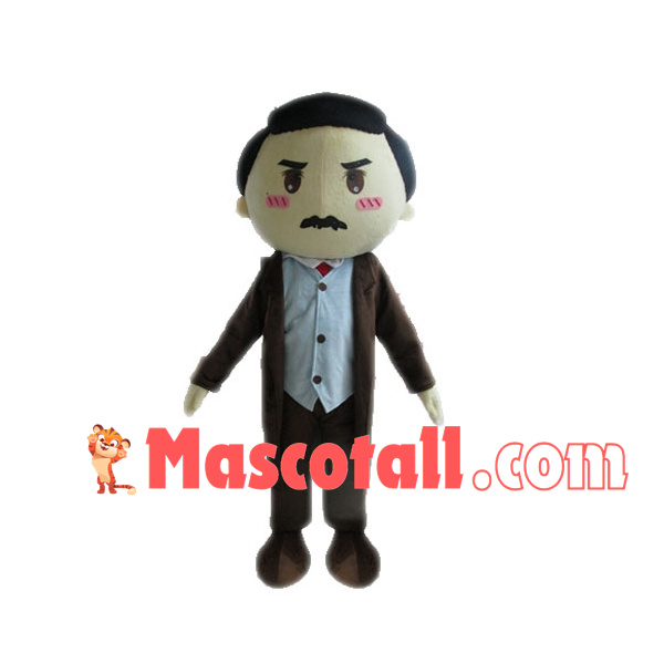Middle-aged Man In Trench Coat Mascot Costume