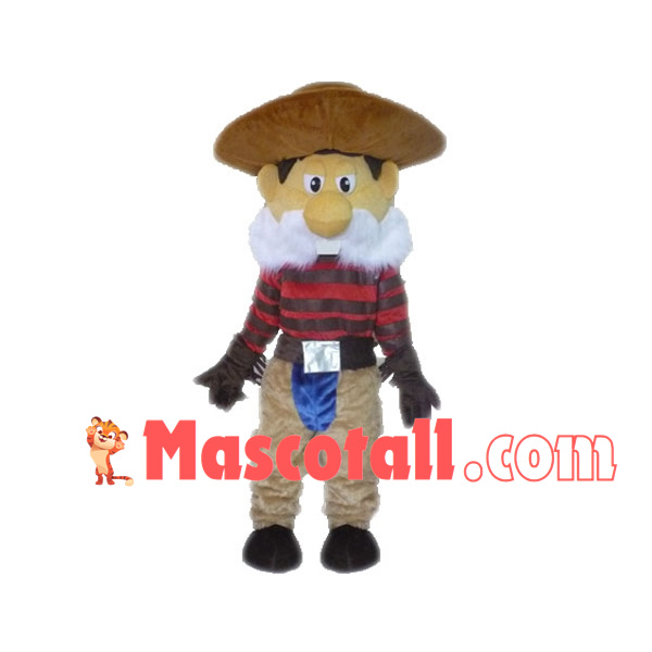 Hard-working White-beard Farmer Mascot Costume
