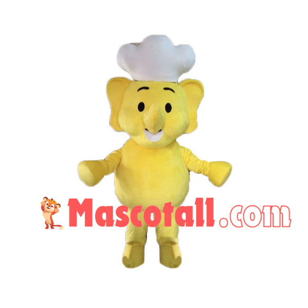 Little Yellow Elephant Chef Mascot Costume