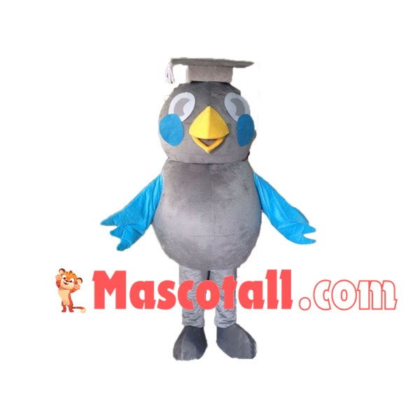 Learned Gray Doctor Bird Mascot Costume