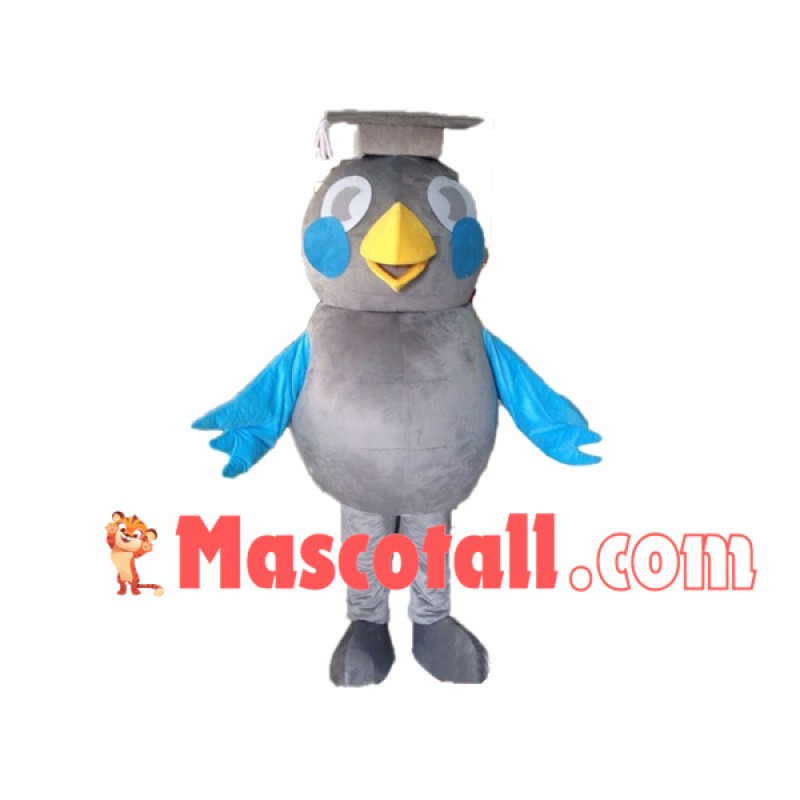 Learned Gray Doctor Bird Mascot Costume