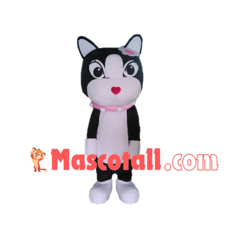 Beautiful Pet Cat With Pink Collar Mascot Costume