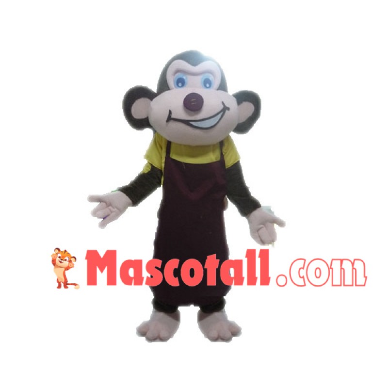 Working Monkey Wearing Apron Mascot Costume