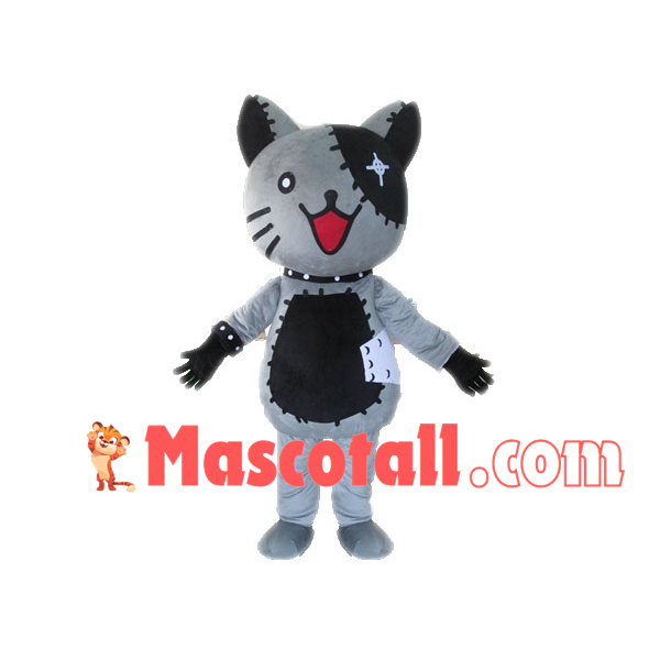 Smiling Cartoon Mechanical Cat Mascot Costume