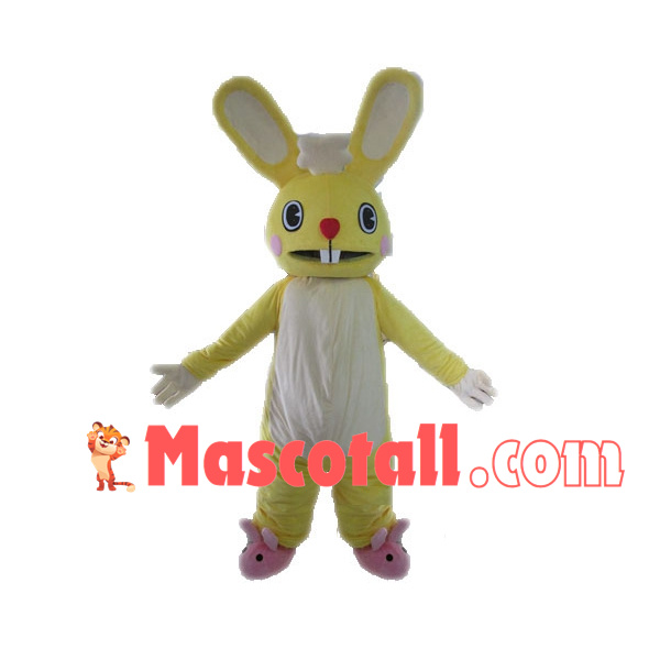 Panic Rabbit In Pink Slippers Mascot Costume