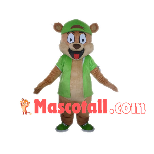 Playing Bear In The Cap Mascot Costume