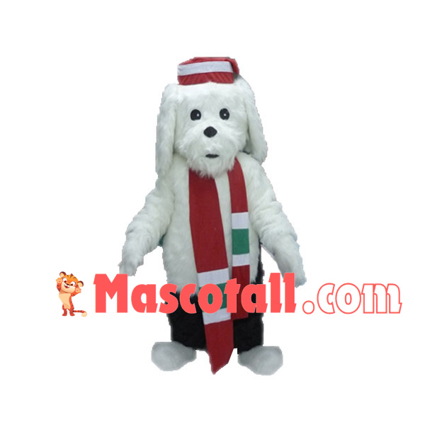 Pure White Dog of Christmas Party Mascot Costume