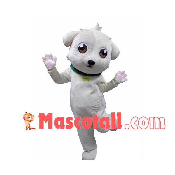 Thumping Amiable White Puppy Mascot Costume