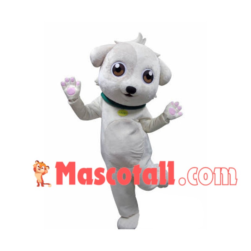 Thumping Amiable White Puppy Mascot Costume
