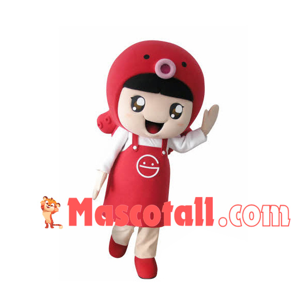 Cute Girl In Octopus Hat Mascot Costume