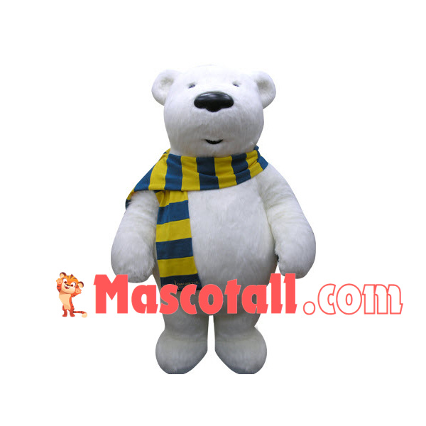 Polar Bear With Color Block Scarf Mascot Costume