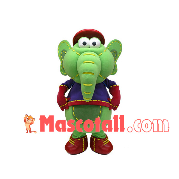 Stitched Green Baby Elephant Mascot Costume