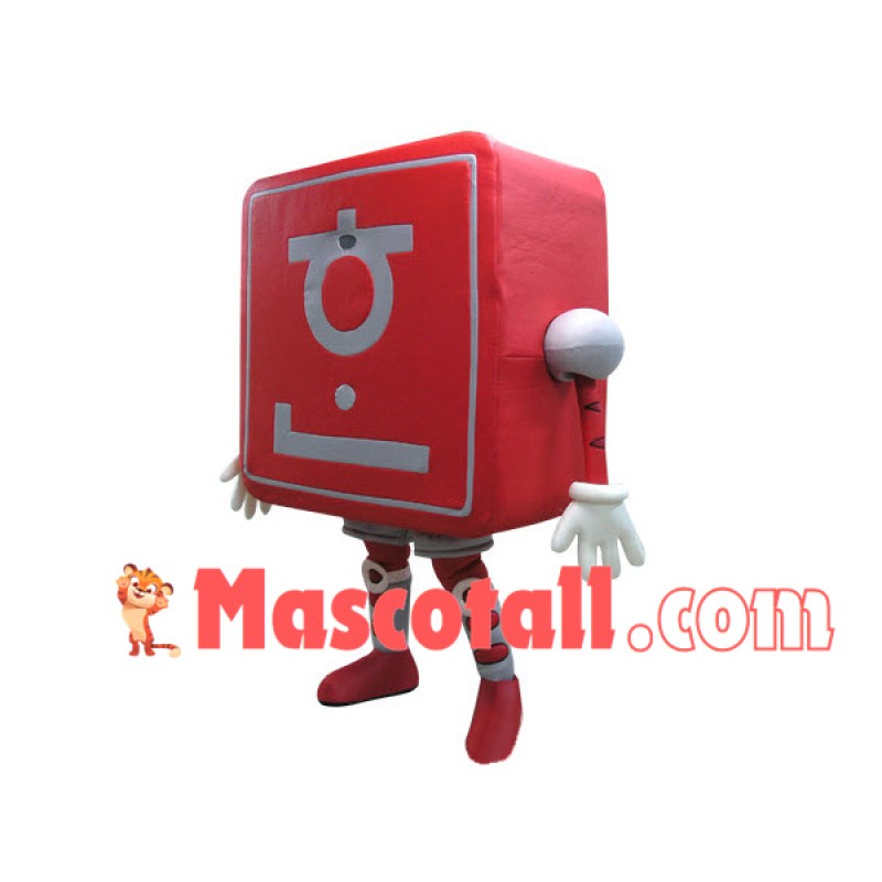Red Squared Shaped Doll Mascot Costume