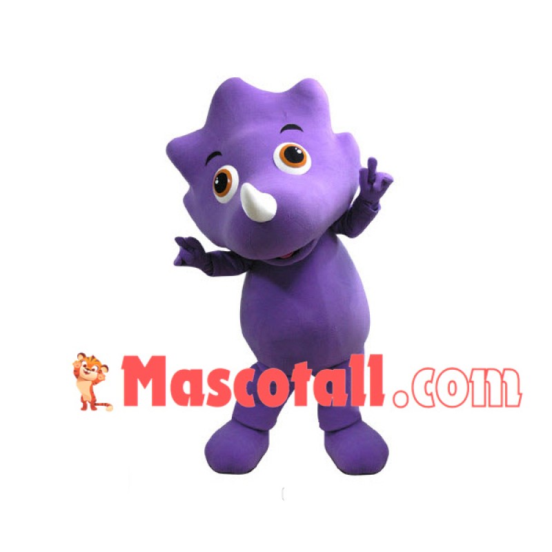 Pleased Purple Triceratops Baby Mascot Costume