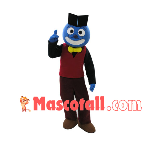 Social Blue Doll Waiter Mascot Costume