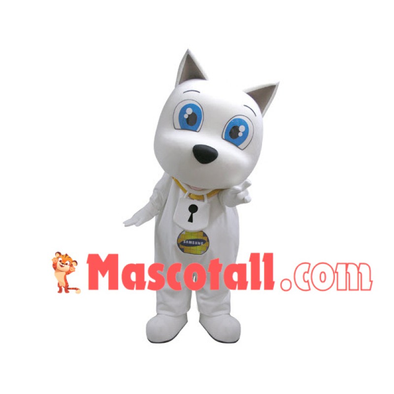 Technology Digital White Dog Mascot Costume