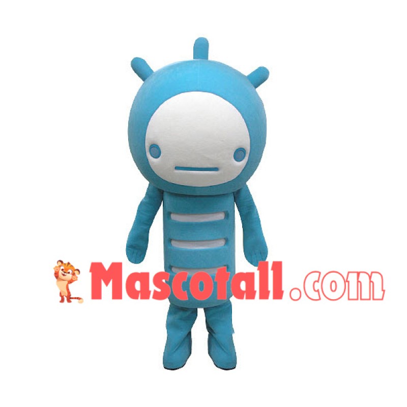 Blue Doll With Unhappy Expression Mascot Costume