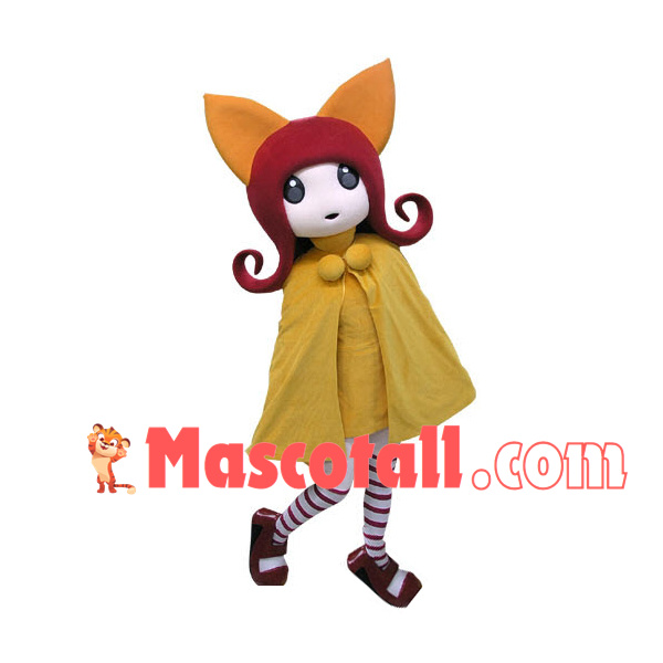 Red-haired Girl With Fox Hair Band Mascot Costume
