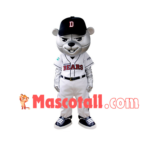 Silver Bear of The Professional Baseball League Mascot Costume