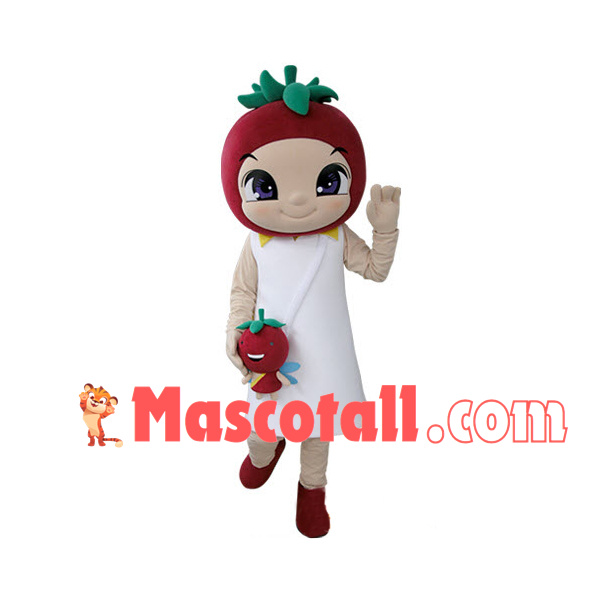 Tomato Girl Holding Puppet Mascot Costume