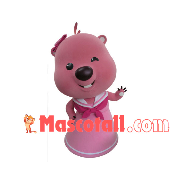 Pink Beaver Ruby Cartoon Mascot Costume