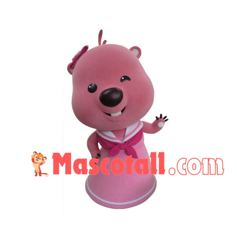 Pink Beaver Ruby Cartoon Mascot Costume