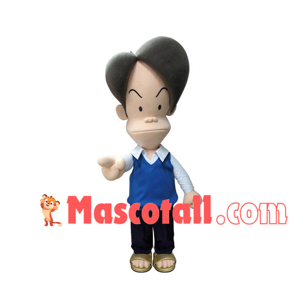 Long Faced Man With Depressed Expression Mascot Costume