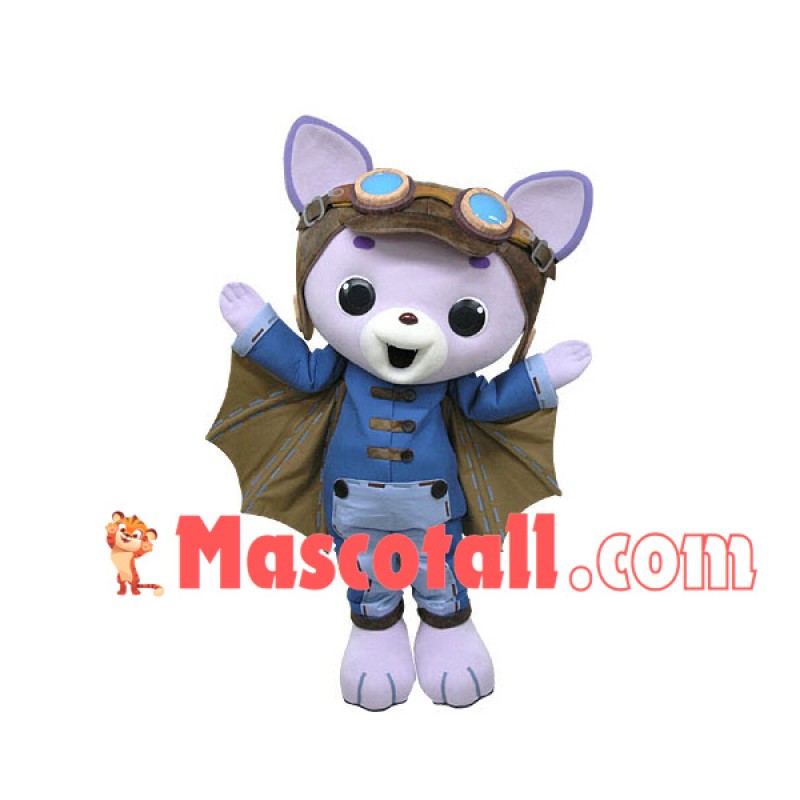 Aviator Fox With Bat Wings Mascot Costume