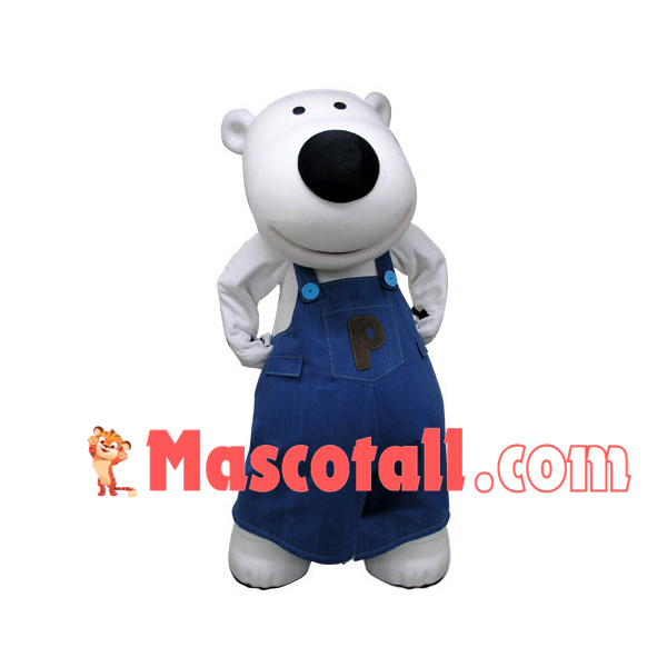 Enthusiastic Big-nosed White Bear Bobby Mascot Costume