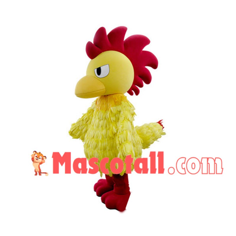 Yellow Long-haired Rooster Mascot Costume