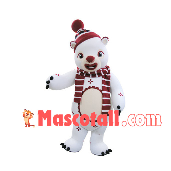 Christmas Clown White Bear Mascot Costume
