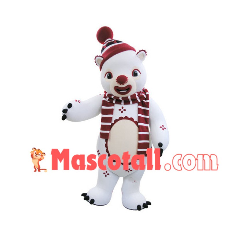 Christmas Clown White Bear Mascot Costume