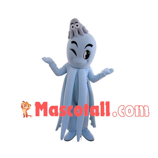 Playful Light Blue Deep Sea Octopus Mascot Costume