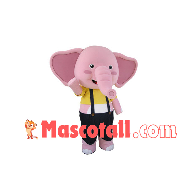 Pink Elephant Baby In Short Top Mascot Costume
