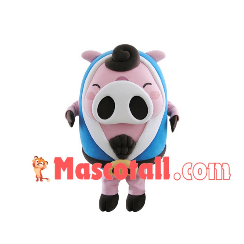 Baby Pig Wrapped In Blue Swaddle Mascot Costume