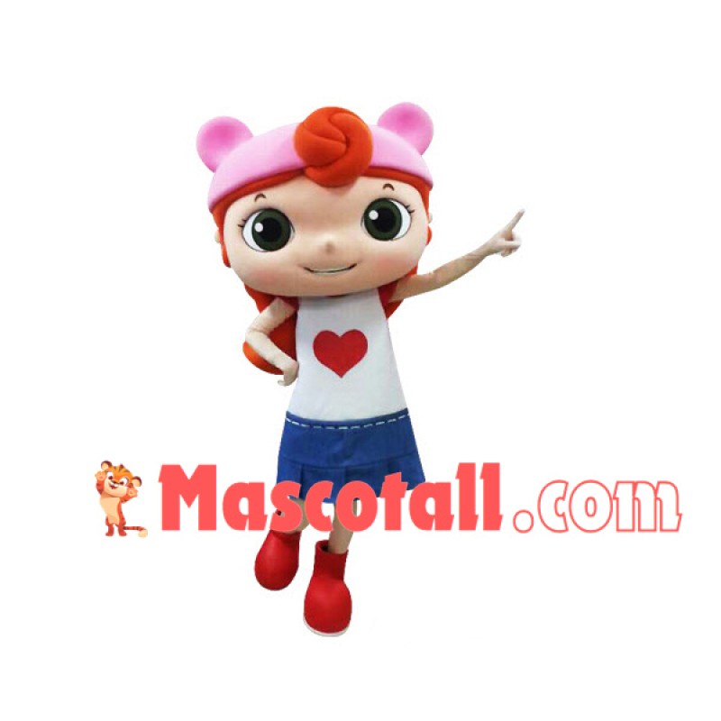 Attractive Girl In Denim Skirt Mascot Costume