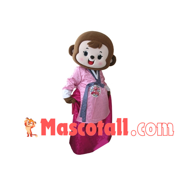 Monkey In Korean Wedding Dress Mascot Costume