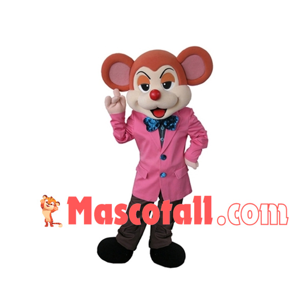 Mouse Chair In Pink Suit Mascot Costume