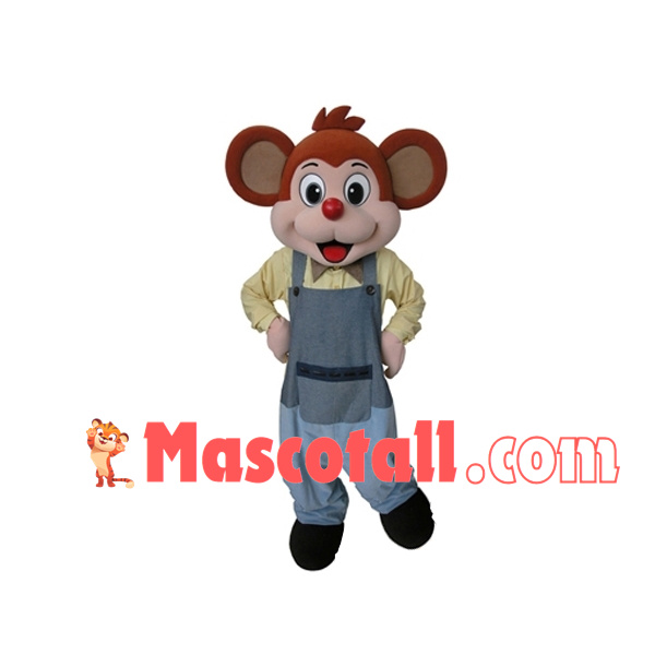 Worker Mouse In Work Clothes Mascot Costume