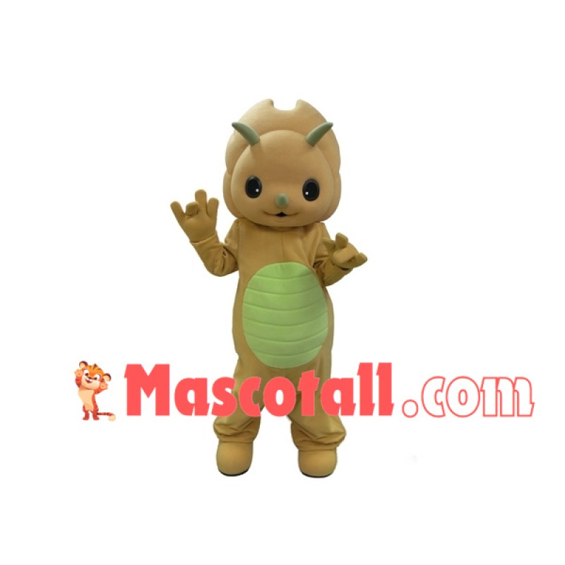 Short Green Horned Baby Dinosaur Mascot Costume