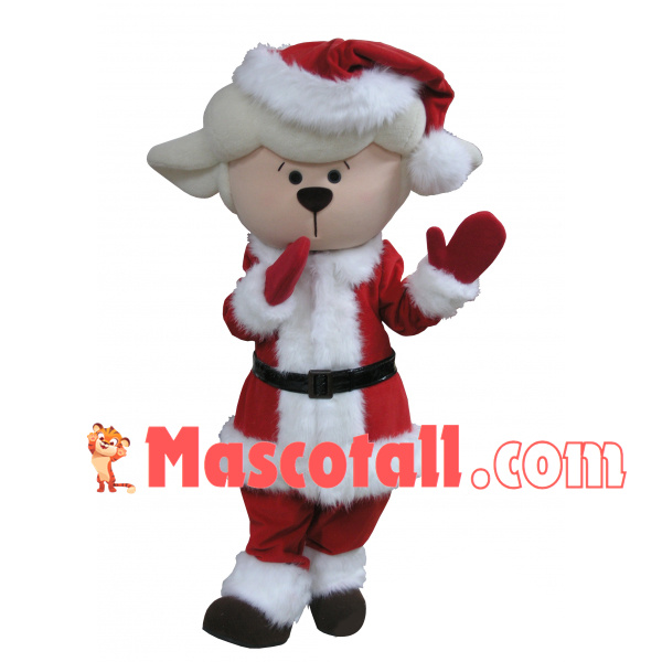 The Sheep In Thick Christmas Suit Mascot Costume
