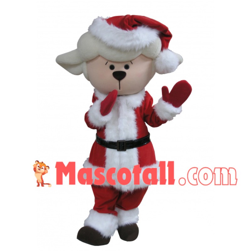 The Sheep In Thick Christmas Suit Mascot Costume